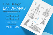 Line Design Landmarks Icons Set, an Outline Icon by Boyko Pictures (Thumbnail 1 of 9)