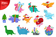Dinosaur Christmas Watercolor Png, a Decorative Illustration by Feelplus Creator (Thumbnail 2 of 5)