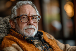 Mature man with glasses wearing a co, a Photo by Tanuart
