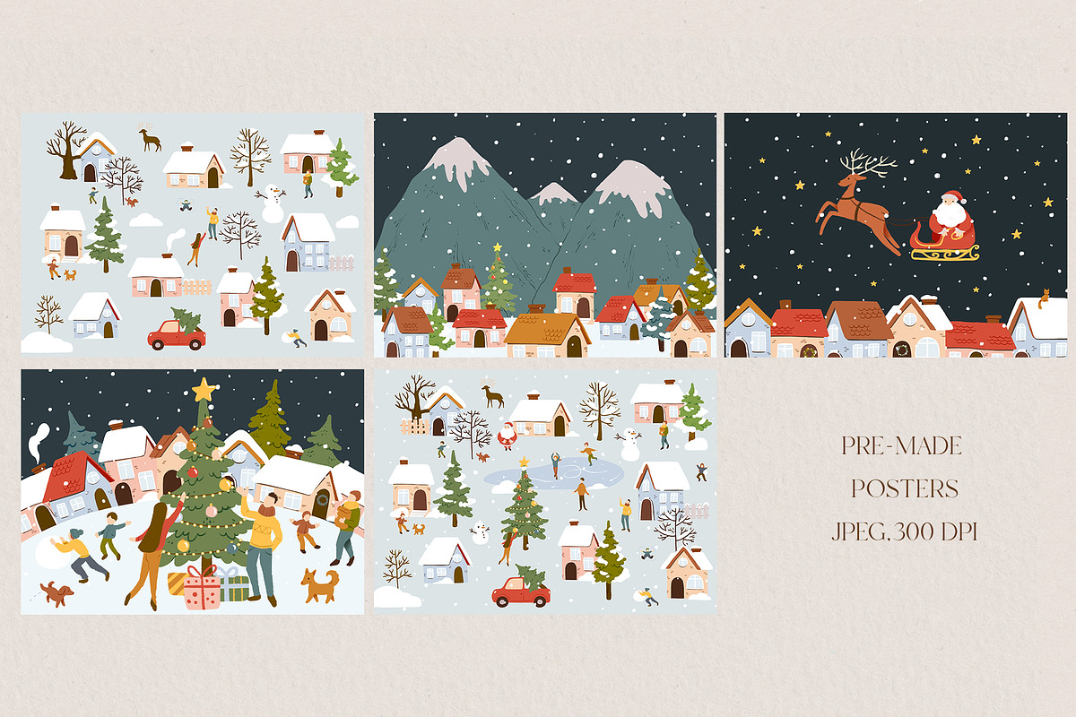 Christmas winter houses clipart, an Animal Illustration by LukaJreym (Photo 5 of 15)