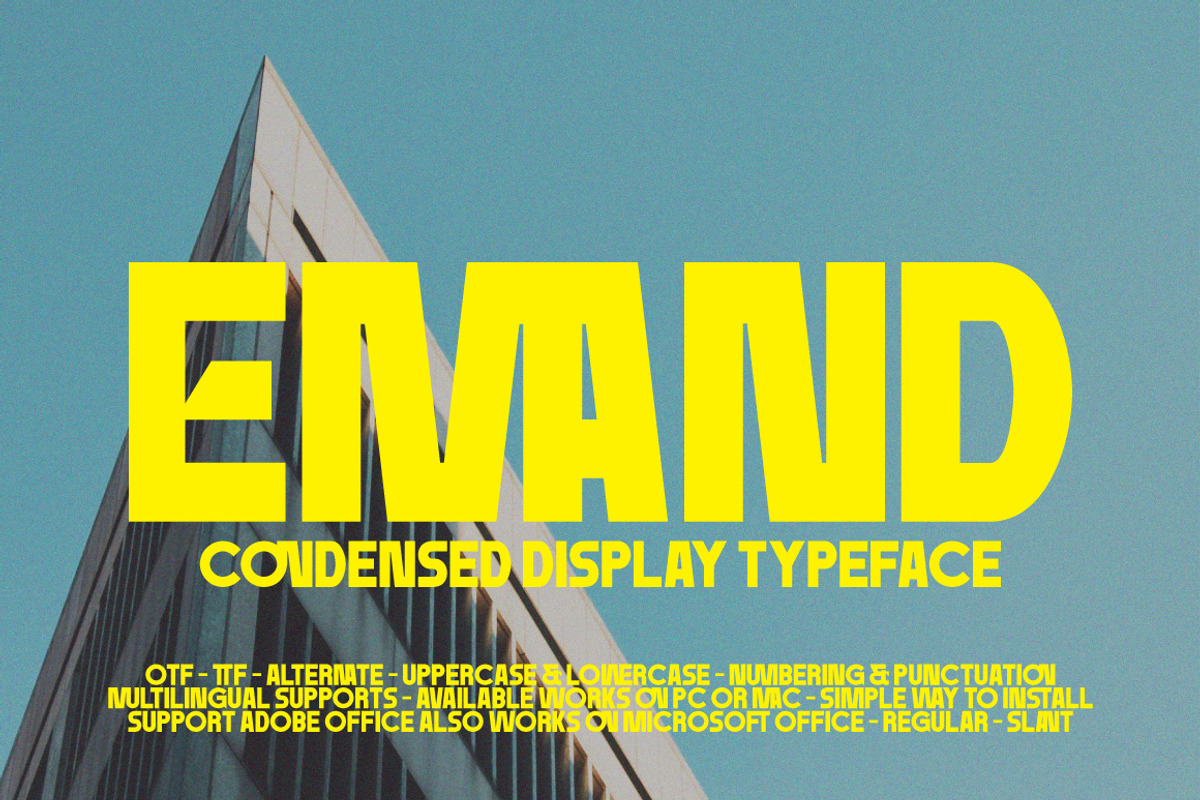 Emand - Sans Condensed Font, a Sans Serif Font by tebaltipislab (Photo 1 of 15)