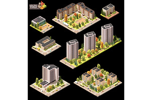 Vector isometric city map blocks