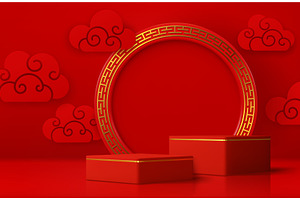 3d Asian vector podium stage, a Decorative Illustration by Buch&Bee