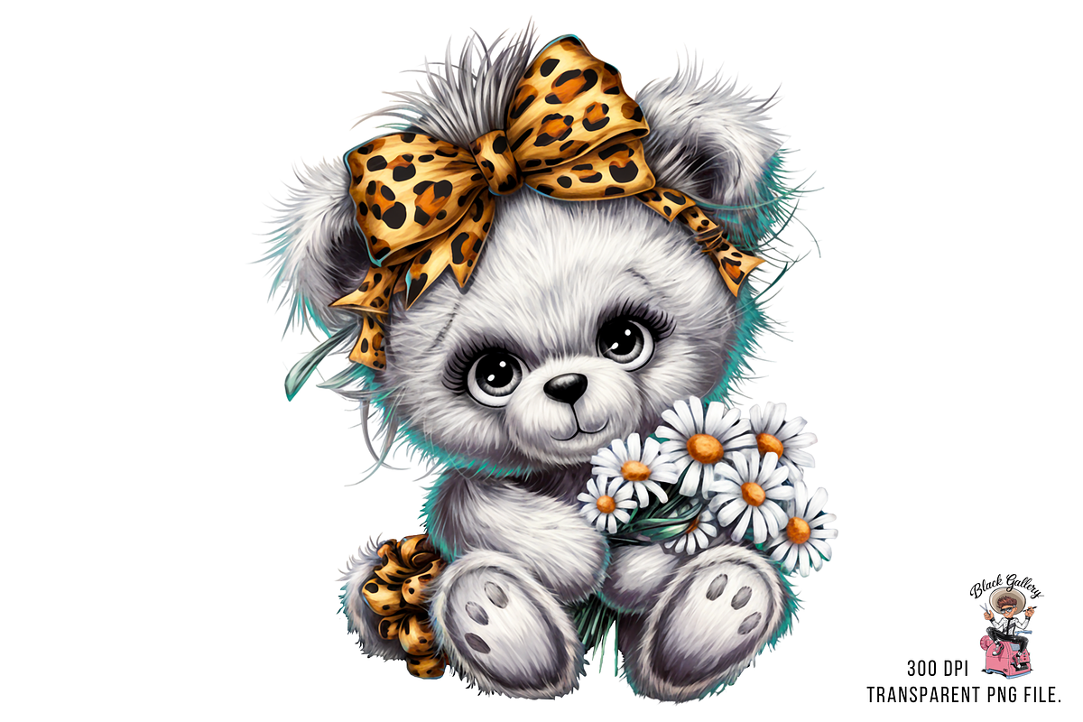 Bear with Leopard Bow PNG Bundle, a Graphic by Clipart Bloom (Photo 4 of 12)