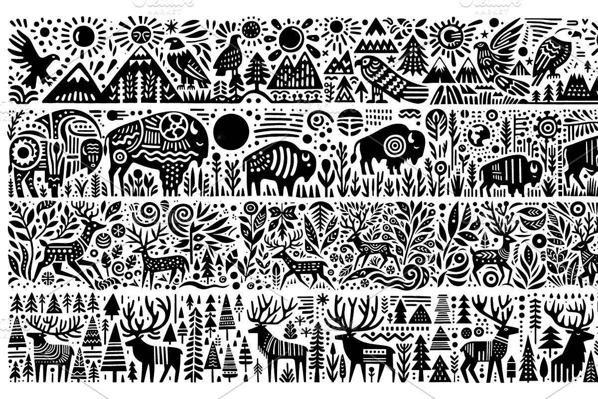 Vintage Wild Animals Folk Art, a Decorative Illustration by devastd (Photo 16 of 28)