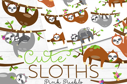 Cute Sloth Clipart and Vectors