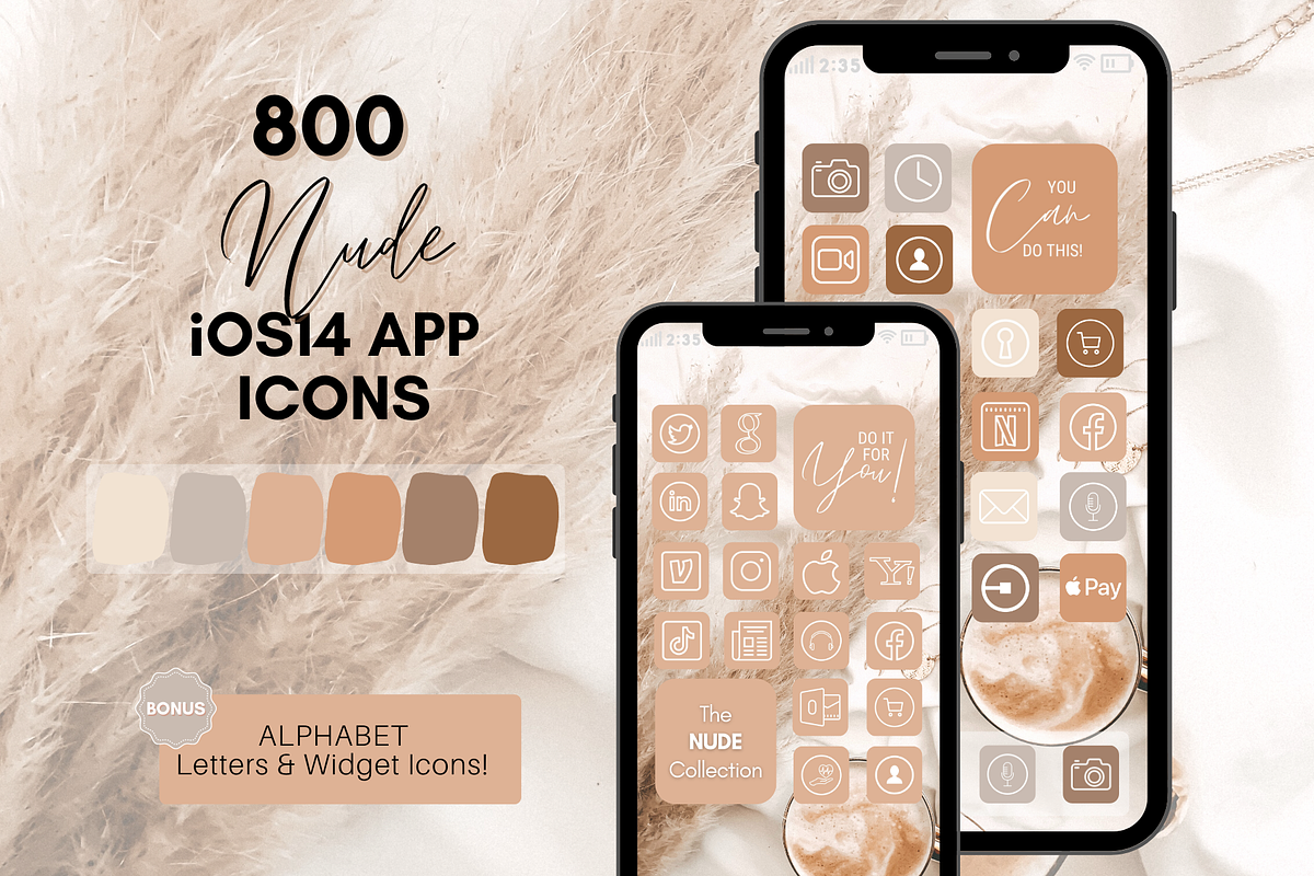 NUDE Theme iOS 14 App Icon BUNDLE, an Icon by Templatables (Photo 1 of 8)
