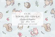Cute Woodland Animals Pattern, a Pattern Graphic by StudioGlouna (Thumbnail 1 of 6)