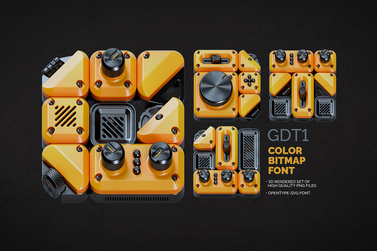 GDT1 - Color Bitmap Font, a Symbol Font by Gleb Guralnyk (Photo 1 of 6)