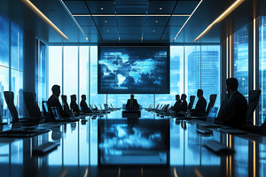 Business executives in a high tech, a Photo by Pavel_design