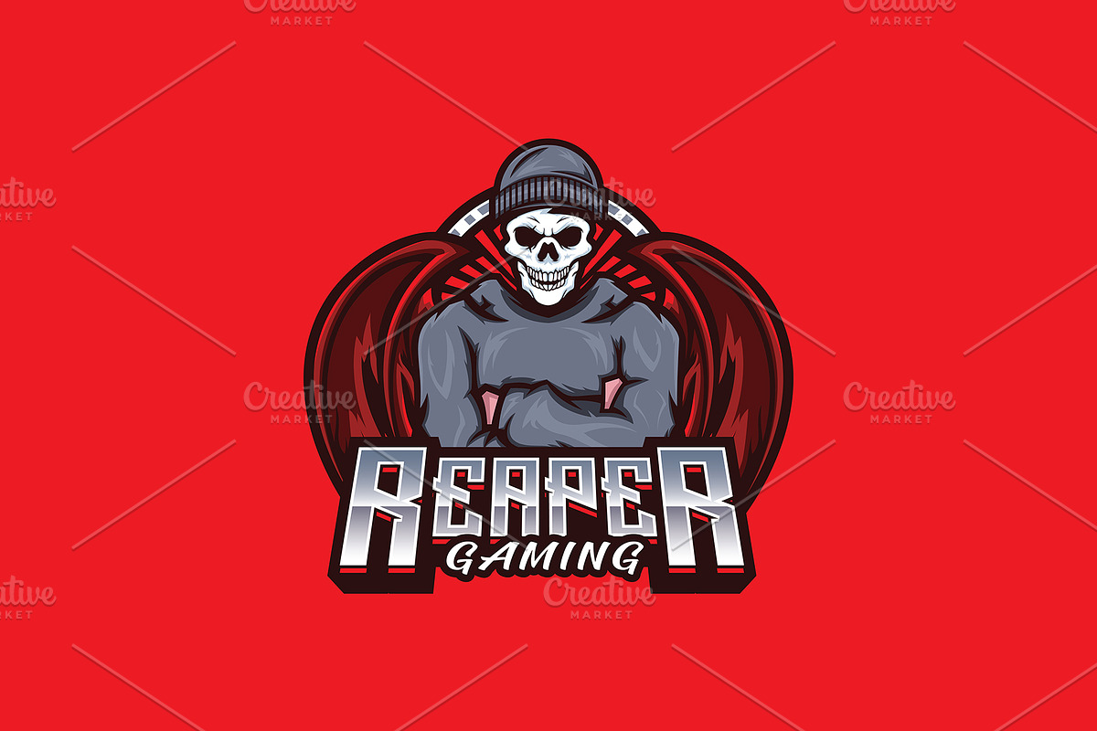Grim Reaper Mascot logo Template, a Branding & Logo Template by HasnainGFX (Photo 2 of 3)