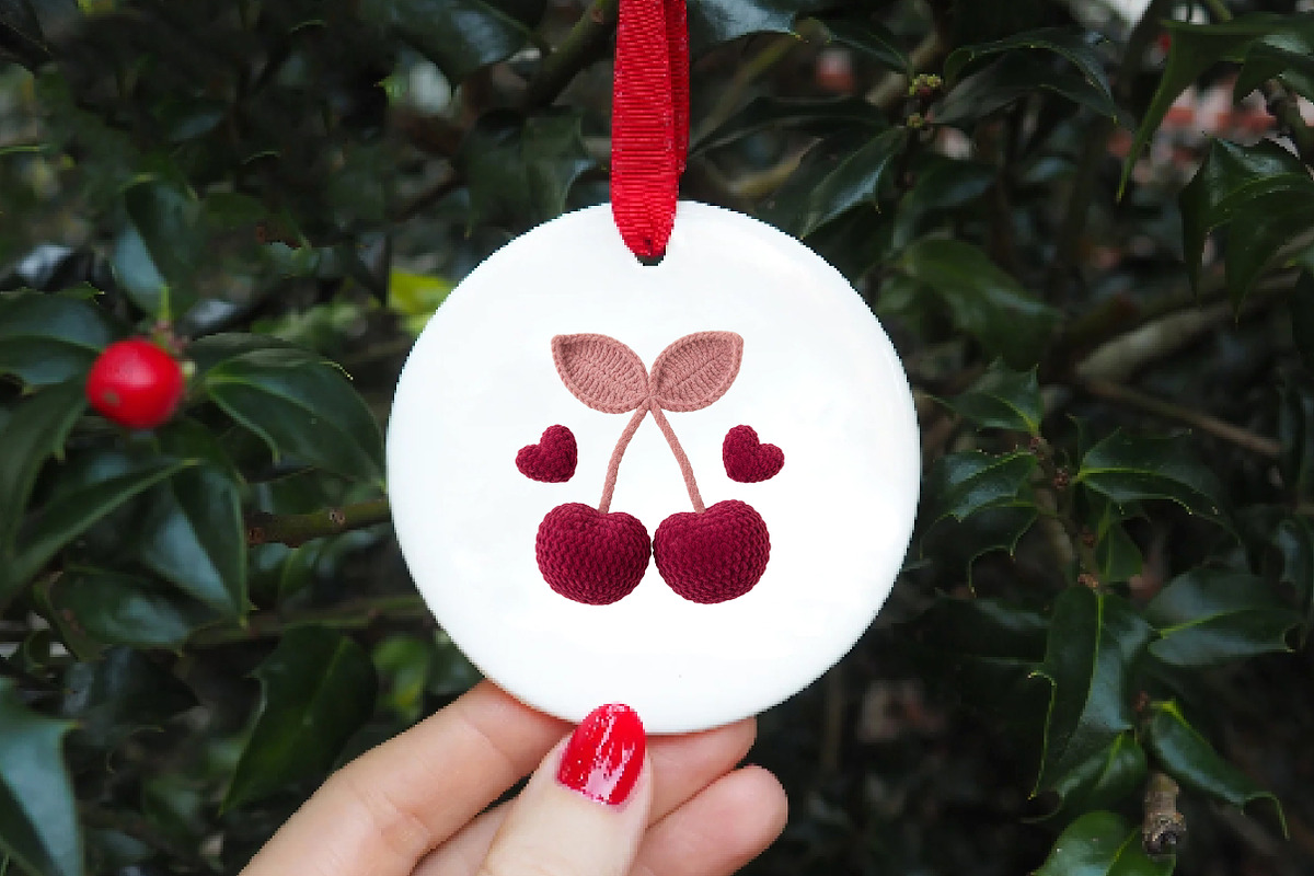 Faux Crochet Valentines Day Cherry, an Illustration by DreamArtGraphic (Photo 3 of 6)