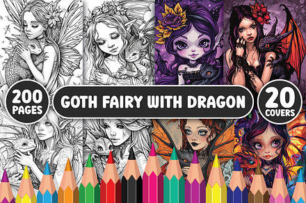 Goth Fairy with Baby Dragon Pages