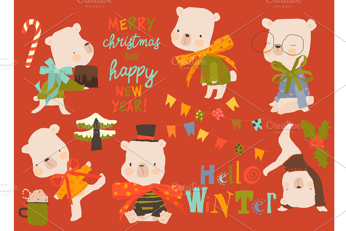 Cute Polar Bears Cute Cartoon Bears, an Animal Illustration by Maria Starus
