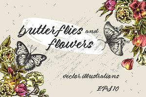 Butterflies and flowers