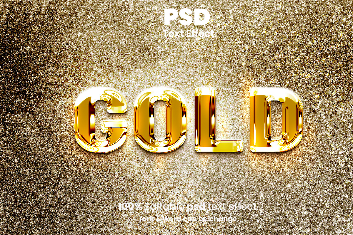 Glossy Gold Liquid Text Effect, a Brushes & More by Zamans