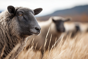 Sheep standing in a dry grass field., an Animal Photo by MistyDay