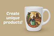 drinking coffee in the desert, a Food Illustration by gunaonedesign (Thumbnail 2 of 5)