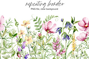 Flower Garden, Watercolor Clipart