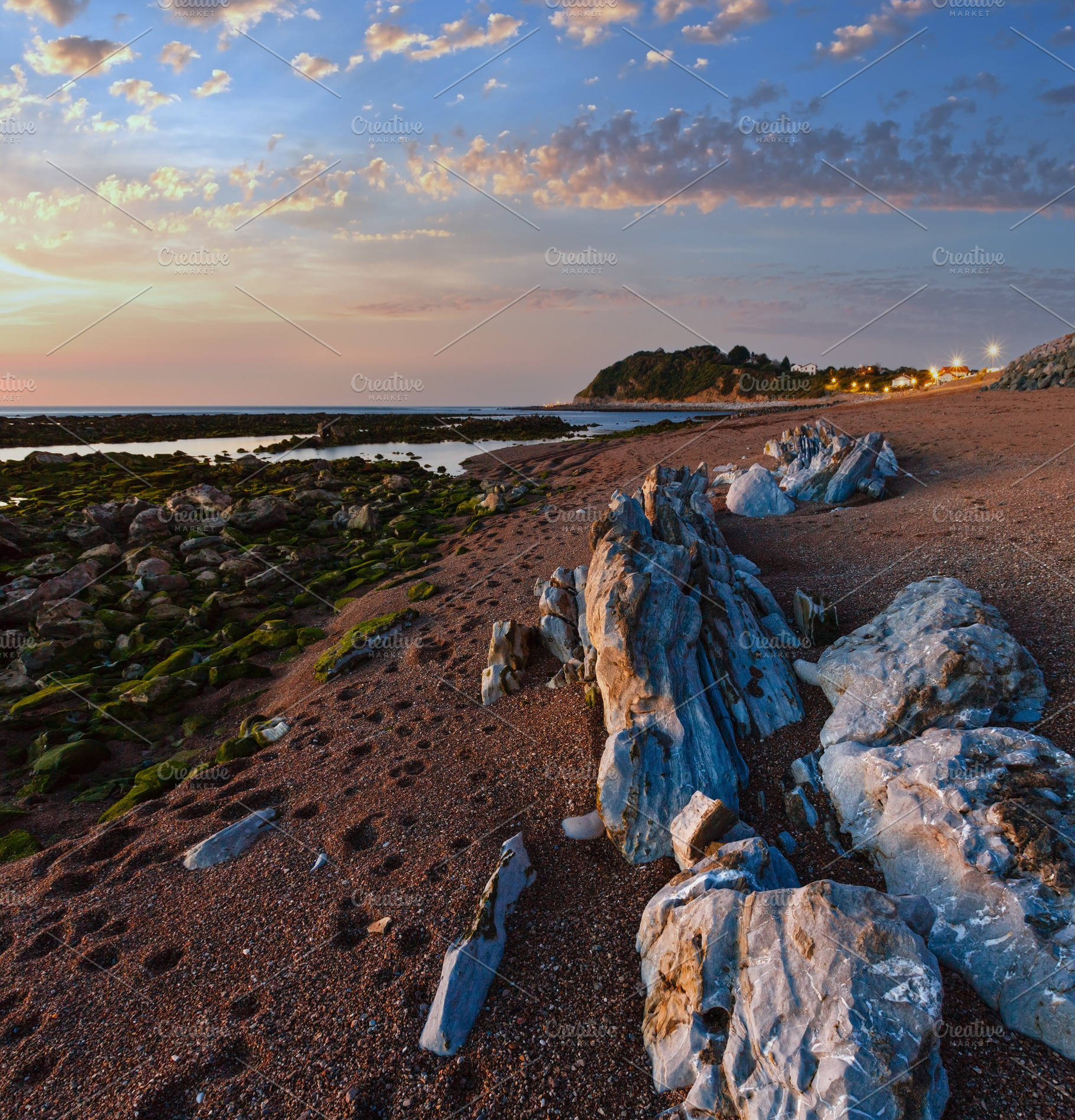 Evening ocean coast view from beach., a Nature Photo by YuriyB