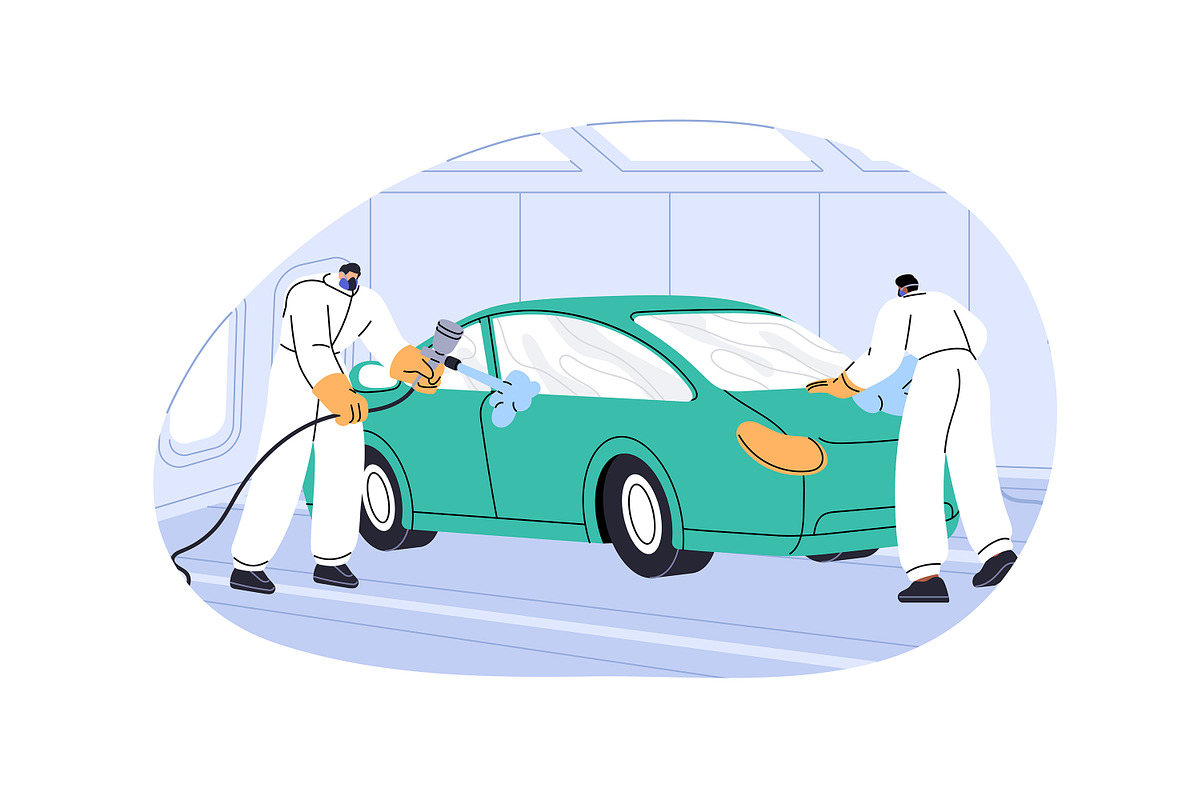Repairmen repair cars, auto service, a Transportation Illustration by PaperTrident (Photo 5 of 9)