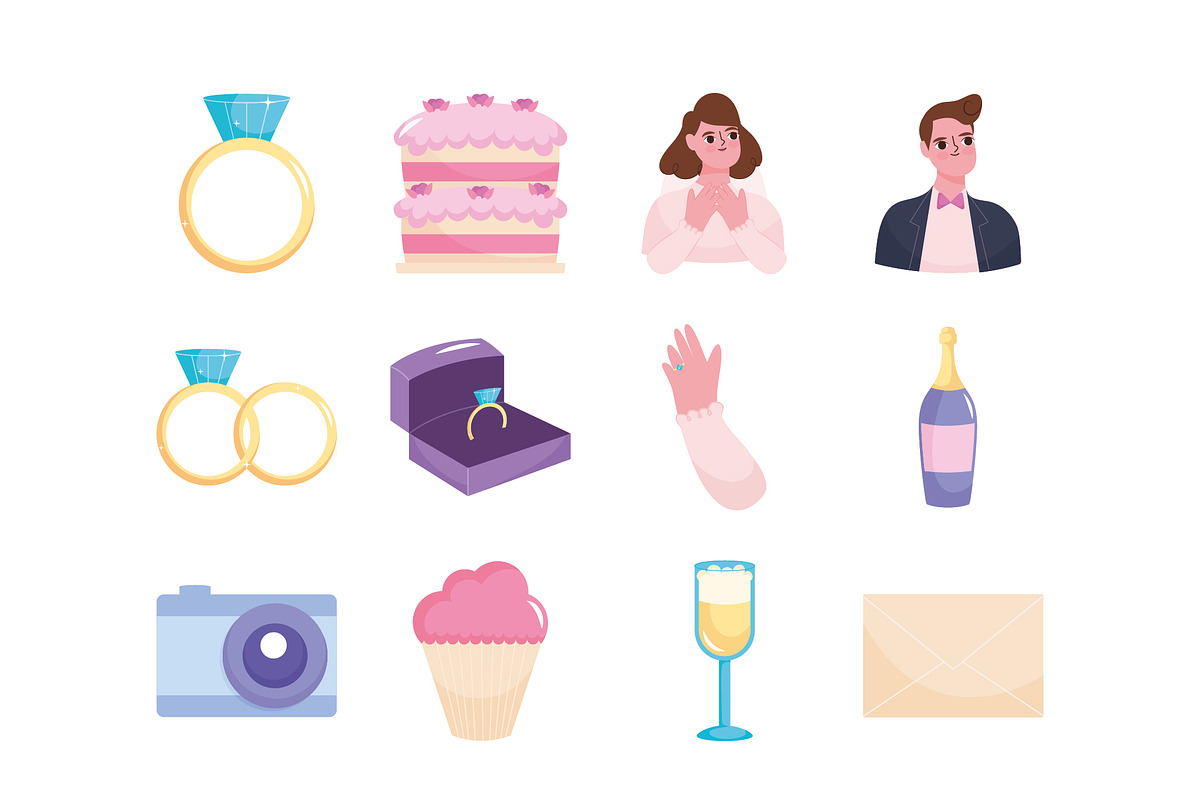 Wedding Celebration Illustration Set, a Templates & Theme by studiogstock