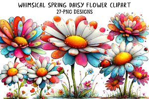 Whimsical Spring Daisy Flower Clipar, an Illustration by Daily.Designs