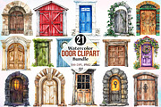 Watercolor Door Clipart Bundle, an Illustration by Canvas Craft (Thumbnail 1 of 3)