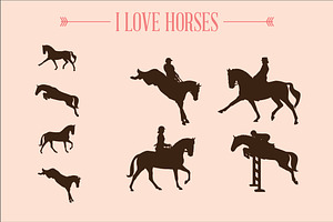 I Love Horses Silhouettes