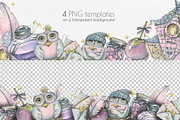 Magic Owls Winter Clipart Watercolor, an Illustration by NATASHA CHU (Thumbnail 4 of 9)