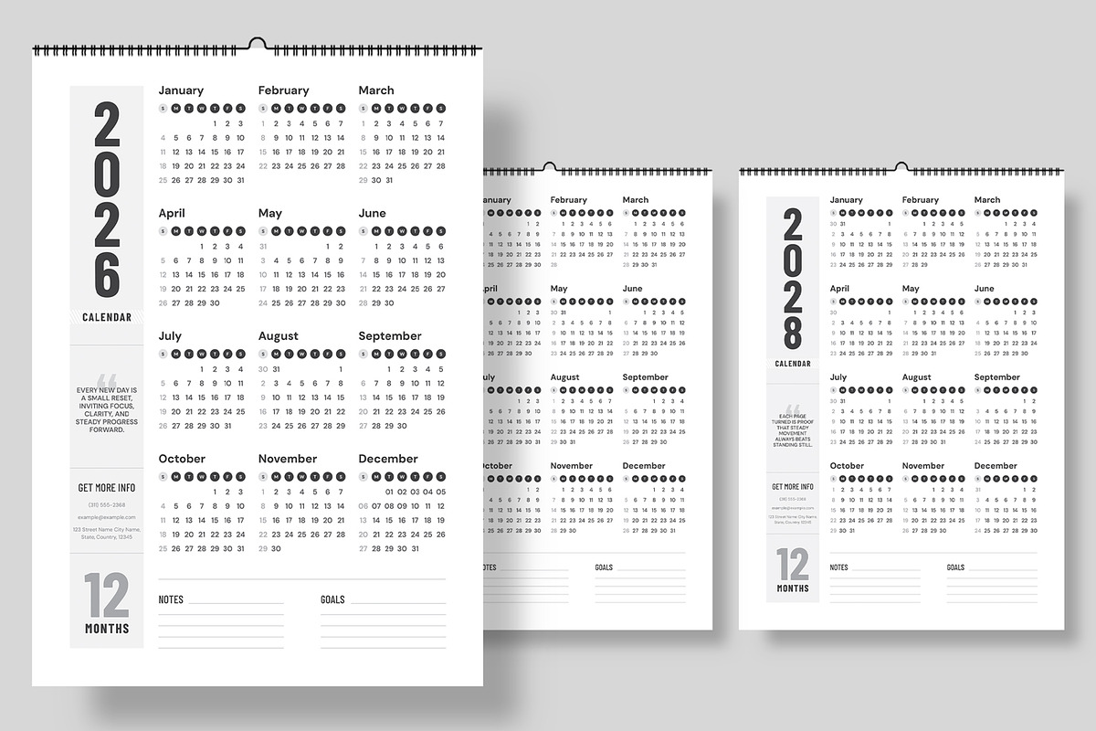 Minimal Calendar for 2026 to 2028, a Stationery Template by ContestDesign (Photo 1 of 4)