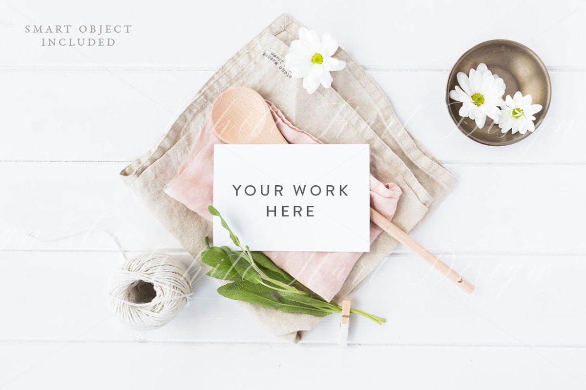 Styled recipe card mockup - PSD+Jpg, a Print Template by White Hart Co.