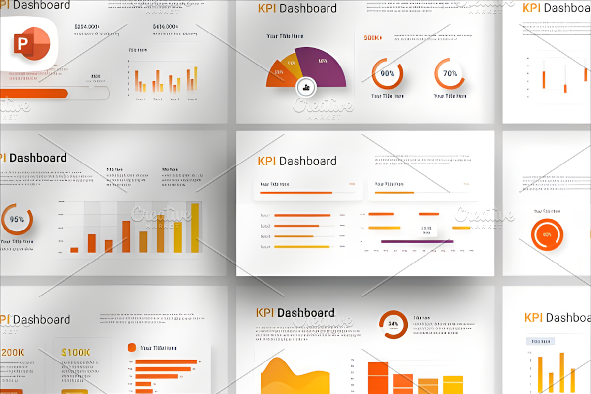 KPI Dashboard Report PowerPoint, a Presentation Template by Coco Bloom (Photo 1 of 4)
