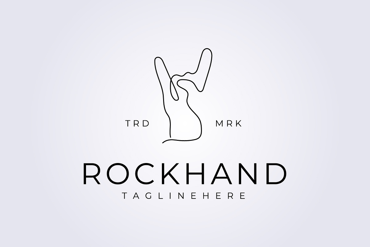 hand drawn one line rock hand logo, a Branding & Logo Template by Lodzrov