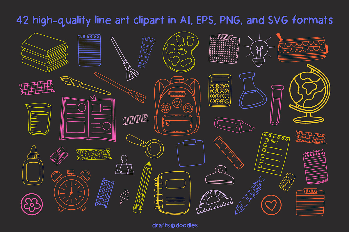 Back to School Clipart and Patterns, an Education Illustration by Drafts n Doodles (Photo 3 of 14)
