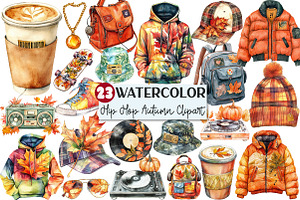 Watercolor Hip Hop Autumn Clipart, an Illustration by Rose Art