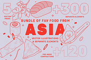 Asian Food Vector Bundle, a Food Illustration by TheFoodAtlas (Thumbnail 1 of 6)