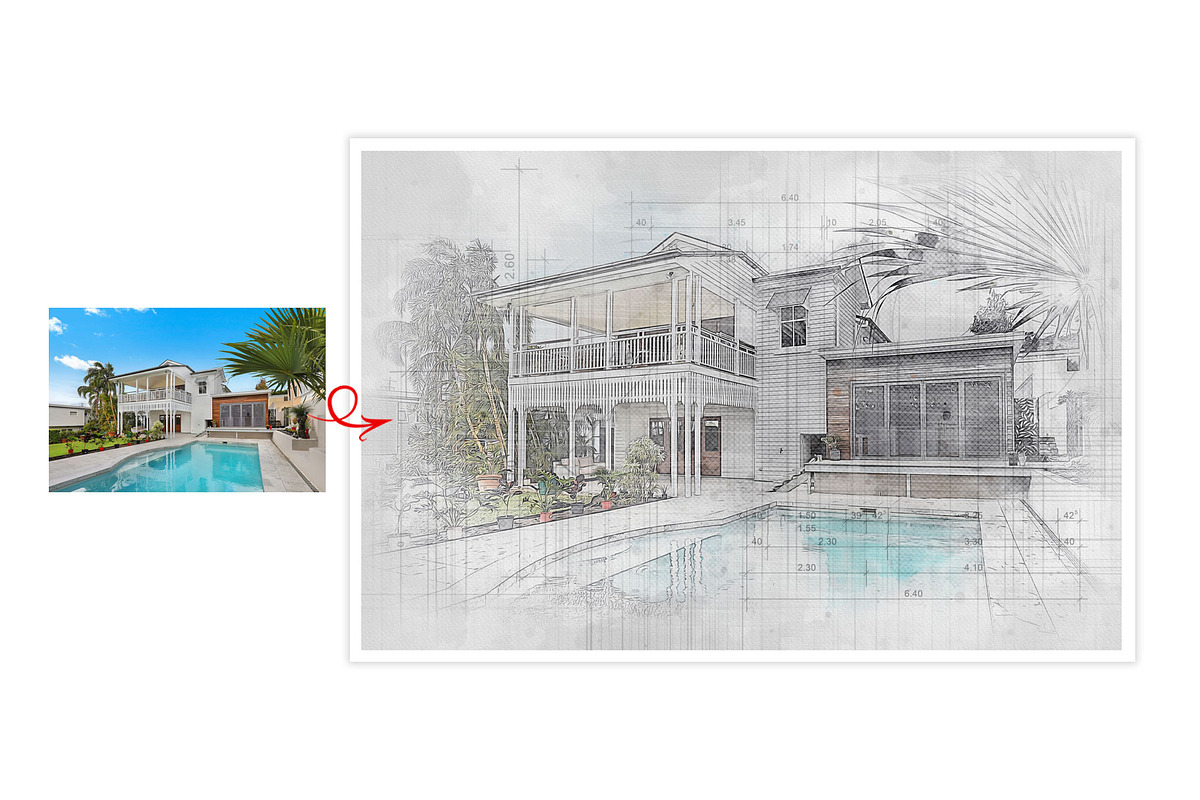 House Concept Sketch Art Effect, an Action Add-On by MRI STUDIO (Photo 11 of 29)