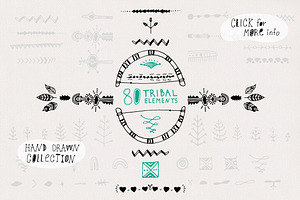 80 Hand Drawn Tribal Elements