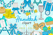 Hanukkah Clipart, an Illustration by GlamArtZhanna (Thumbnail 1 of 2)