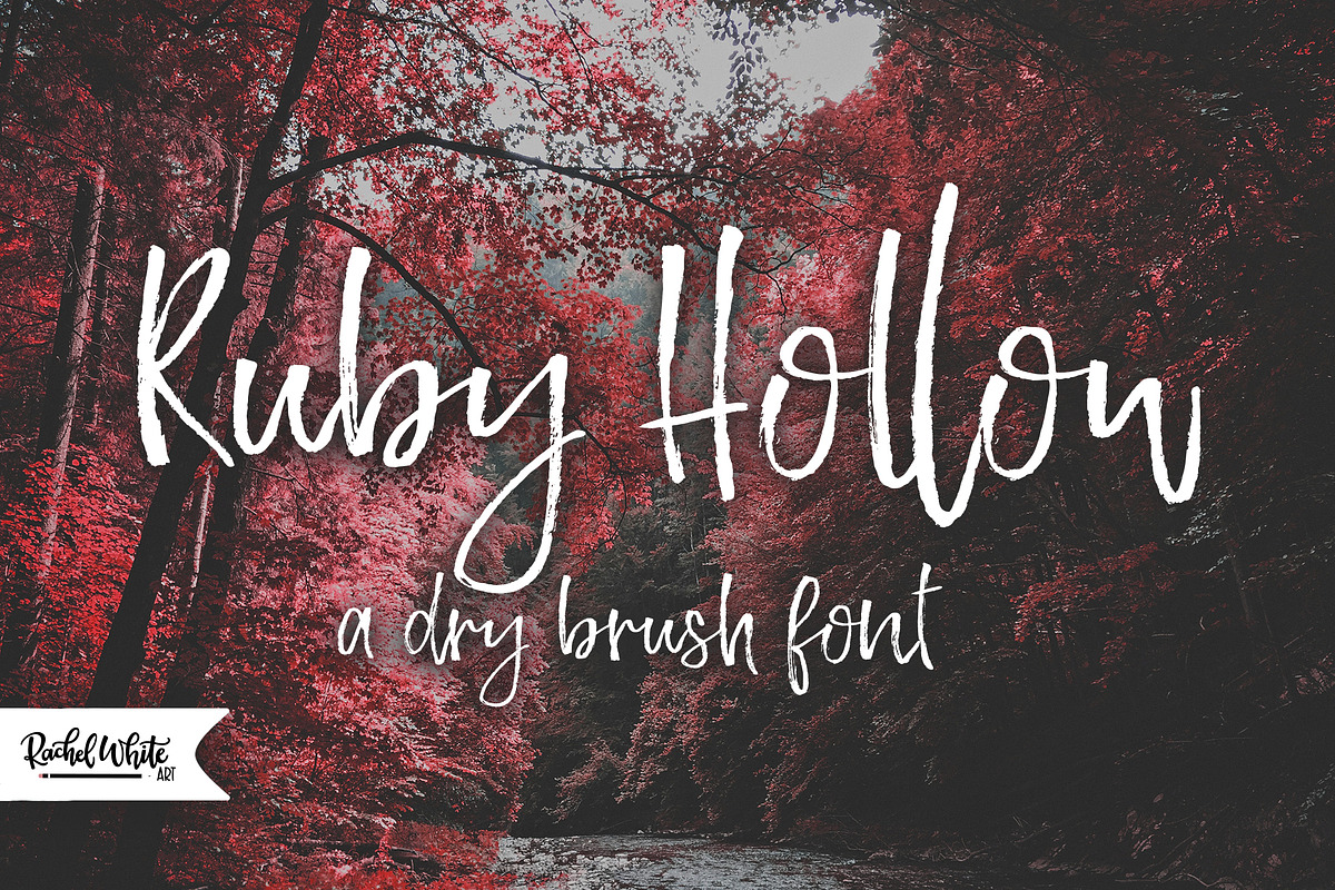 Ruby Hollow, a dry brush font, a Script Font by Rachel White Art (Photo 1 of 8)