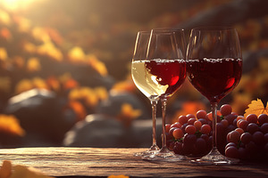 Glasses of red and white wine, a Photo by Pavel_design