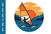 Person Windsurfing on Ocean vector, an Object Illustration by nandinigraphics (Thumbnail 1 of 3)