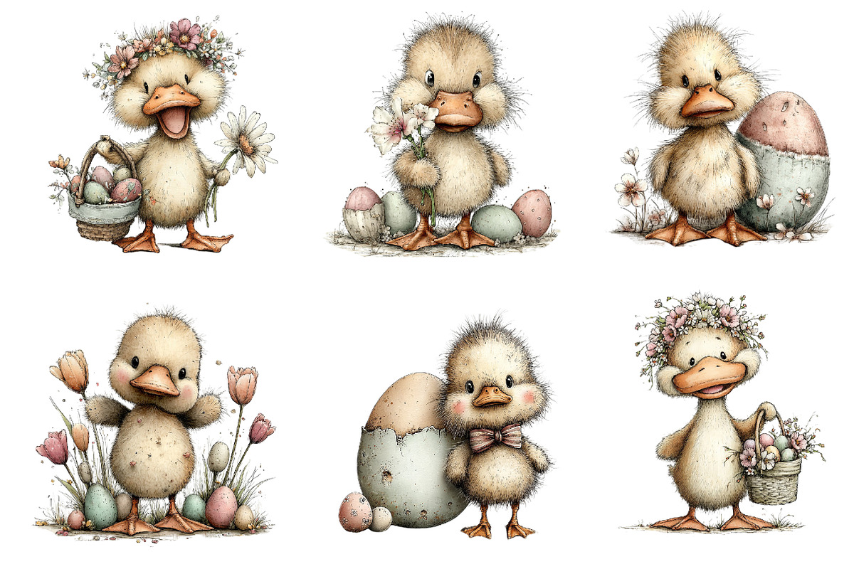 Whimsical Happy Easter Duck Clipart, an Illustration by Dream Creation (Photo 6 of 7)