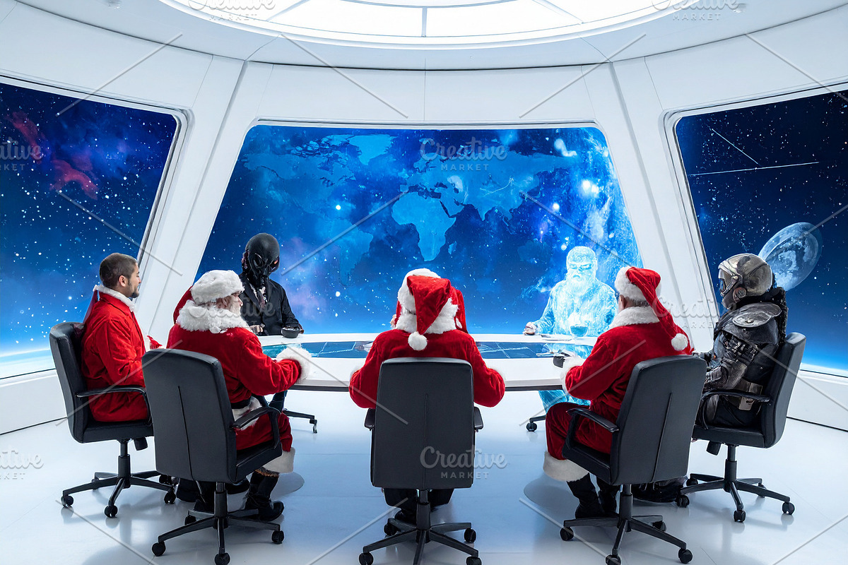Santa Claus from different universes gather in a galactic counci, a Holiday Photo by DanFLCreativo (Photo 1 of 2)