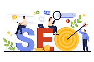 SEO Strategy Concept with Target and, a Technology Illustration by Flashvector