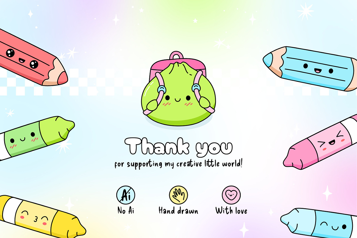 Squishy Kawaii School Clipart Bundle, an Education Illustration by Huxmay (Photo 8 of 8)