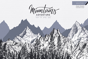 Mountains Vector Set, an Illustration by Molly art