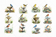 Birds on Water Fountain Clipart Set, an Animal Illustration by The Twin Lakes Studio (Thumbnail 9 of 9)
