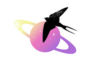 Celestial Saturn Birds Silhouettes, an Animal Illustration by PsychocheArt (Thumbnail 3 of 4)